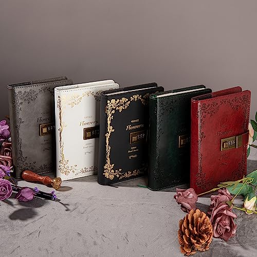 TIEFOSSI A5 Leather Journal Notebook with Combination Lock, Travel Sailor Writing Diary Personal Planner Organizers As Gift for Girls Boys Women, 7.87 X 5.51 in