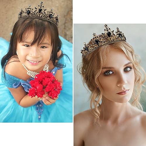 AHONEY Purple Gem Gold Tiara and Crown for Women, Crystal Mermaid Crown Rhinestone Princess Tiaras for Girls Rapunzel Crown for Wedding Birthday Prom Halloween Party