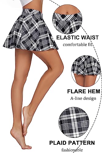 Avidlove Women's Plaid Skirt Mini Basic Plaid Flared Mini Skater Skirts