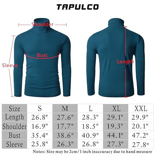 TAPULCO Mens Cotton Turtleneck Long Sleeve Shirts Slim Fitted Soft Stretchy Solid Color Casual Daily Tee Business Work Wear Basic T-shirts Apricot Medium