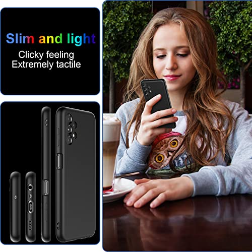 Foluu Silicone Case for Samsung Galaxy A55 5G, Liquid Gel Rubber Bumper Case with Soft Microfiber Lining Cushion Slim Hard Shell Shockproof Protective Cover for Samsung Galaxy A55 5G 2024 (Black)