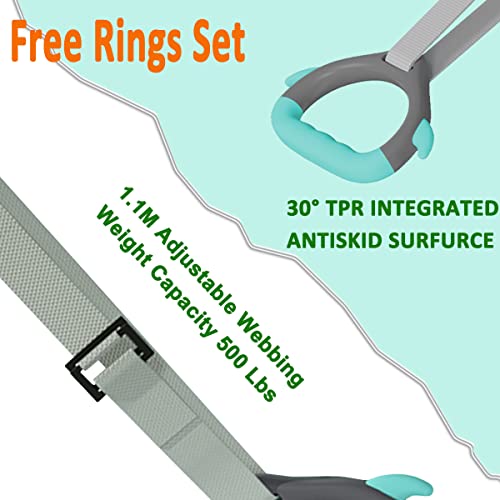 GLANT Gymnastics Bar for Kids with Rings Set, 7 Heights Adjustable Easy Folding Gymnastic Training Bar Kids Monkey Horizontal Bars - Max Load 300LBS (Blue)