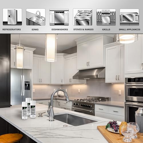 Zinshine Stainless Steel Cleaner, Kitchen Cleaner and Polish Spray, Oven Cleaner - 14 oz - Removes Fingerprints, Water Marks and Grease from Refrigerators, Dishwashers, Ovens, and Grills