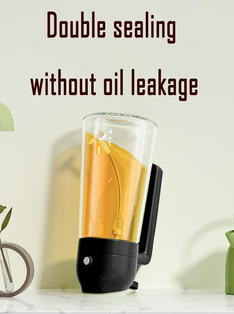 NIKKIER Oil Sprayer for Cooking,2 in 1 Olive Oil Dispenser and Oil Sprayer 470ml Olive Oil Spritzer,Oil Sprayer for Air Fryer, Salad,BBQ,Roasting-Black