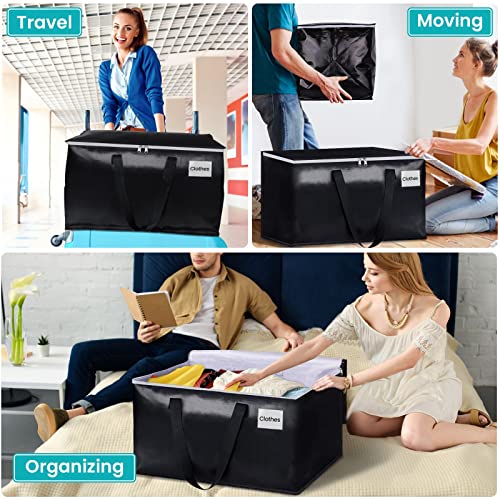 EpicTotes Extra Large Moving Boxes-Moving Bags with Zipper, Carrying Handles and Tag Pocket-Moving Supplies for Space Saving-Totes for Storage-for Moving, Storage, Camping and Travel 93L-2 Pack