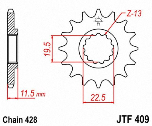 JT Sprockets JTF409.14 14T Steel Front Sprocket , black