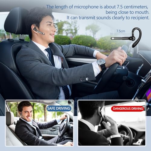 ＷＭＷＹＭＸ Bluetooth Headset, Bluetooth Wireless Earpiece with mic Trucker Headset for Phone Case Office Phones with Built-in Microphone Manos Libres Noise Cancelling