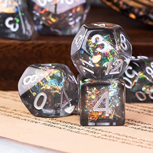 UDIXI 7 Die Polyhedral Dice Set D&D with Anchor Inclusion, Sequins DND Dice for Dungeons and Dragons RPG MTG and Other Tabletop Games