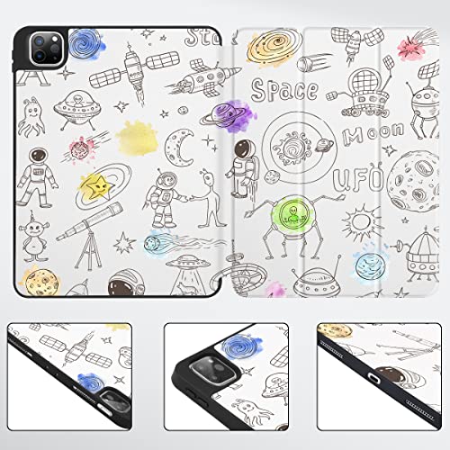 Tuiklol Case for 2021 2020 2018 iPad Pro 11 Gen 1/2/3, Magnetic Smart Case with Soft TPU Back Cover, Trifold Stand, Pencil Holder (Support iPad Pencil 2nd Charging), Auto Wake/Sleep, Marble