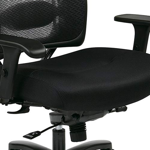 Space Seating 75 Series Air Grid Big and Tall Deluxe Ergonomic Office Chair with Thick Padded Seat and 400 lb. Limit, Black, Mid-Back