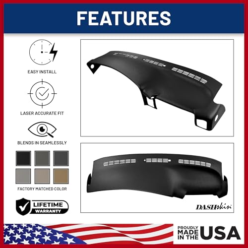 DashSkin Molded Dash Cover Cap Compatible with 2000-2006 Tahoe Suburban Yukon Avalanche & 1999-2006 Silverado Sierra in Black - Made in The USA