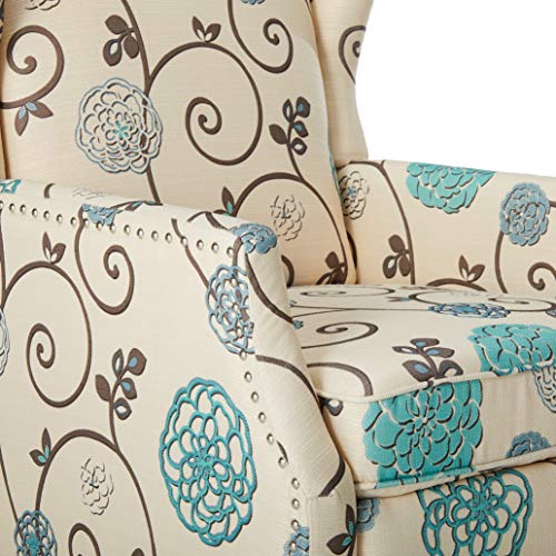 Christopher Knight Home GDFStudio Westeros Traditional Wingback Fabric Recliner Chair (White & Blue Floral)