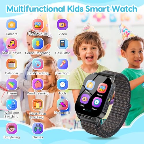 cjc Smart Watch for Kids Gift for Girls Ages 4-12 - Includes Screen Protector, 30 Games, 140 Learning Cards, HD Touch Screen, Camera, Music, Pedometer - Fun & Educational Birthday Gift Idea