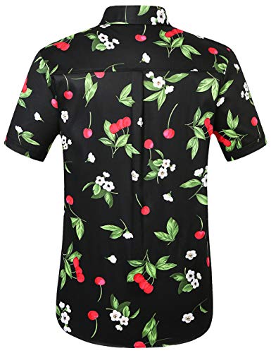 Hawaiian Shirt for Men, Summer Shirts for Men, Tropical Shirts Mens Short Sleeve Floral Casual Button Down (Medium, Black Purple)