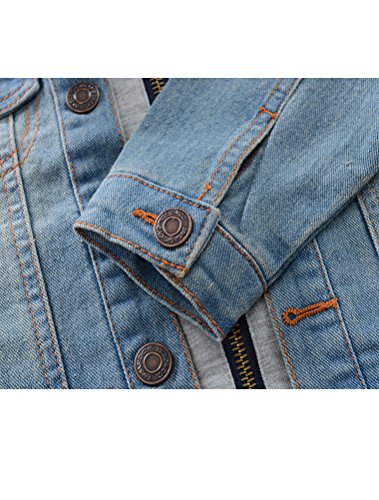Mallimoda Kids Boys Girls Hooded Denim Jacket Zipper Coat Outerwear Style 2 Blue 2-3 Years