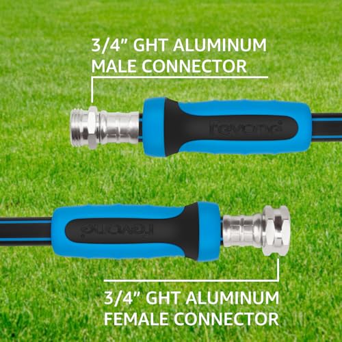 Fevone Garden Hose 3 ft x 5/8 ", Heavy Duty Water Hose with Rotatable Grip Handle, Easy to Connect, Fits Hoses/Pipes of All Replacement/Replaceable Parts, Solid Aluminum Fittings - Zero Leak