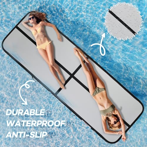 KIKILIVE Inflatable Air Gymnastics Tumbling Mat 10ft, Air Tumble Track Mat 4 inches Thickness with Electric Air Pump for Home Use/Training/Cheerleading/Yoga/Water/Beach/Park