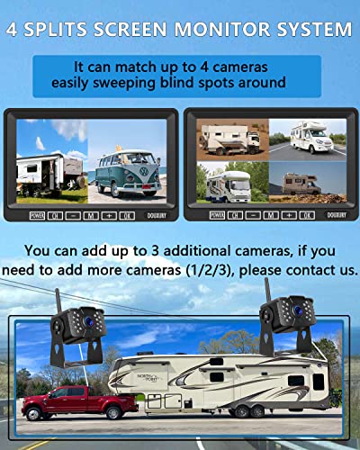 Wireless Backup Camera, DOUXURY IP69 Waterproof 170° Wide View Angle HD 1080P Backup Camera + HD LCD 7" Monitor, Digital Wireless Backup Camera System for RV Truck 5th Wheel Trailer Pickup Camper Bus