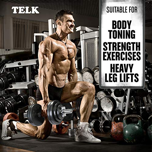TELK – Adjustable Dumbbell Set 45lb (22.5lb x 2) + Chrome Barbell – Home Gym Weight Set with Baked Enamel Cast Iron Plates – Space-Saving Free Weights for Strength Training