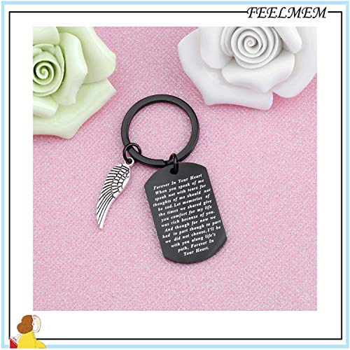 FEELMEM Cardinal Condolence Sympathy Gift Forever in Your Heart Cardinal Poem Memorial Keychain Cardinal Remembrance Gift (black)