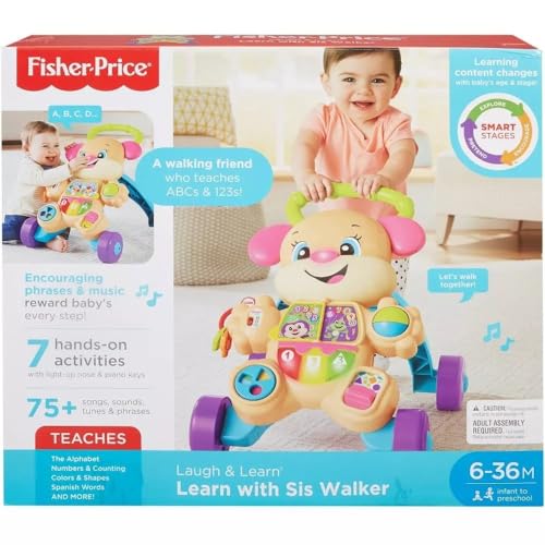 Fisher-Price Baby Toy Laugh & Learn Smart Stages Learn with Sis Walker with Music Lights & Activities for Infants Ages 6+ Months