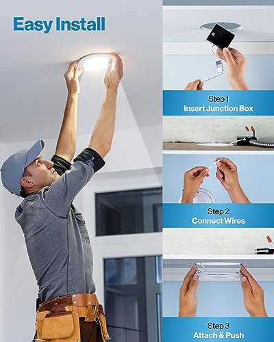 Sunco 48 Pack 6 Inch LED Recessed Light, Canless Ceiling Lights Slim with Junction Box, 850 LM, 14W (100W Equivalent), Selectable CCT 2700K/3000K/4000K/5000K/6000K, Dimmable, Wafer Thin ETL