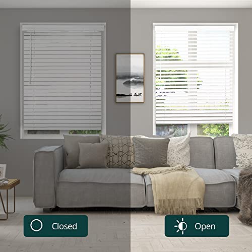 CHICOLOGY Faux Wood Blinds, Window Blinds, Wood Blinds, Window Shades, Window Treatments, Blinds & Shades, Window Shades for Home, Wooden Blinds, Basic White, 41" W X 48" H