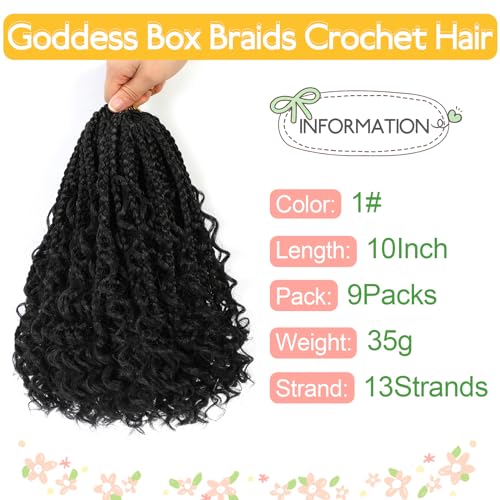 Fulcrum Goddess Box Braids Crochet Hair 12 Inch, 9 Packs Box Braids Crochet Hair for Women, Crochet Braids with Curly Ends (12Inch, Tgray#)