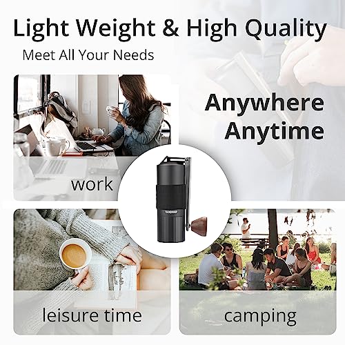 Vandroop Manual Coffee Grinder with Folding Handle, Adjustable Hand Coffee Grinder with Stainless Steel Conical Burr, Portable Burr Coffee Grinder for Travel, Camping, Kitchen