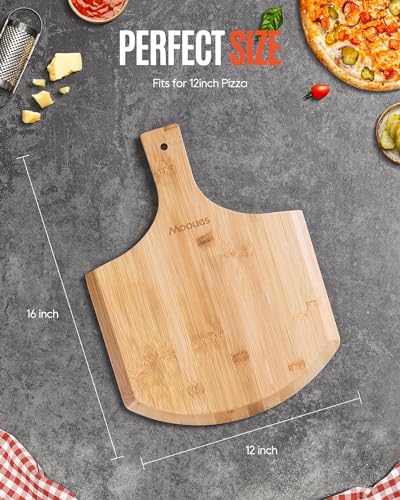 Pizza Peel 12 Inch, Natural Bamboo Pizza Peel Pizza Paddle Spatula Oven Accessory for Large Wood Pizza Board For Transferring & Serving, Wood Pizza Cutting Board for Cheese Bread Fruit Vegetabl