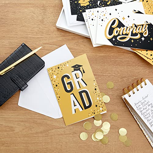 Hallmark Graduation Cards Bulk Assortment, Black and Gold (36 Cards and Envelopes, 6 Designs)