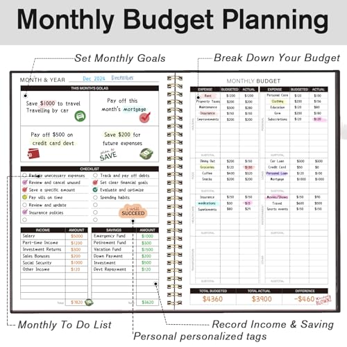 Budget Planner - Monthly Budget Book 2024 with Expense & Bill Tracker - Undated 12 Month Financial Planner/Account Book calendar organizer to Take Control of Your Money