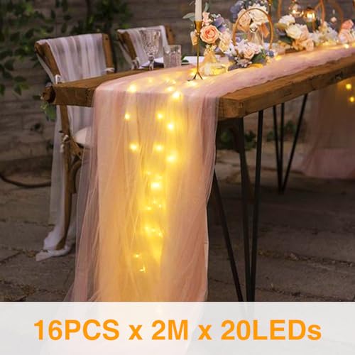Onforu 16 Pack Fairy Lights Battery Operated String Lights, 6.5ft 20 Mini LED Lights, IP67 Waterproof White Fairy Lights, Twinkle Lights for Mason Jar Wedding Centerpiece Decor Christmas Bedroom