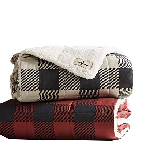 Woolrich Oversized Reversible Throw Blankets Premium Diamond Quilting, Cabin Lifestyle, Soft, Cozy Spun with Sherpa Reverse Cover for Couch, Bed and Office, 50x70, Anderson Grey