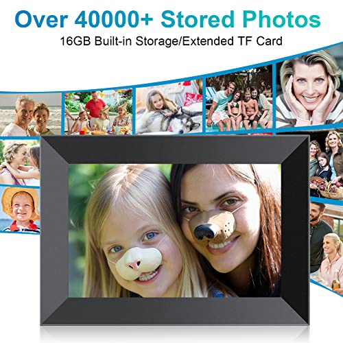 YunQiDeer 8 Inch Digital Photo Frame WiFi with1280*800 IPS LCD Touch Screen,Built-in 16GB Storage,Auto Rotate,Video Clips and Slide Show,Send Photos Instantly from Anywhere with via Frameo APP…