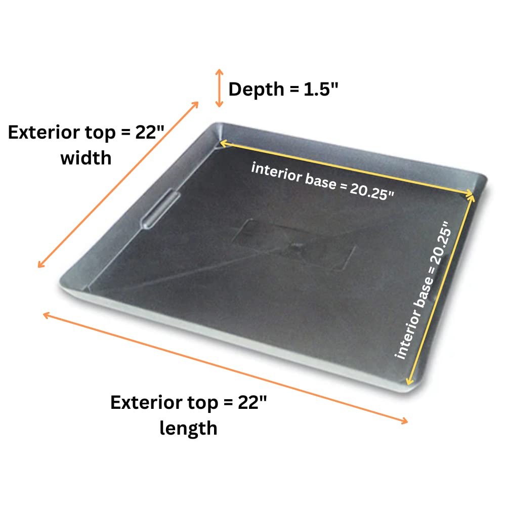 WirthCo 40092 Funnel King Drip Tray - Black Plastic 22 x 22 x 1.5 Inches - Perfect for Catching Spills or Leaks from Mini Fridges, Air Conditioners, Automotive, and Machinery - Made in USA