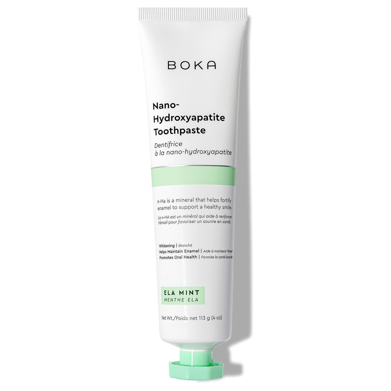 Boka Fluoride Free Toothpaste - Nano Hydroxyapatite, Remineralizing, Sensitive Teeth, Whitening - Dentist Recommended for Adult & Kids Oral Care - Ela Mint Flavor, 4 Fl Oz 1 Pk - US Manufactured