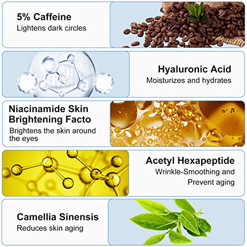 Caffeine Eye Cream for Dark Circles: Under Eye Cream Morning Skincare - Daily Eye Serum for Eyelids Puffiness