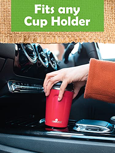 Greens Steel Insulated Coffee Mug Reusable – 350 ml, Black I Thermos Cup with Handle Lid I Stainless Steel Hot Cold Drinks Waterproof Tea Coffee Ice Drink