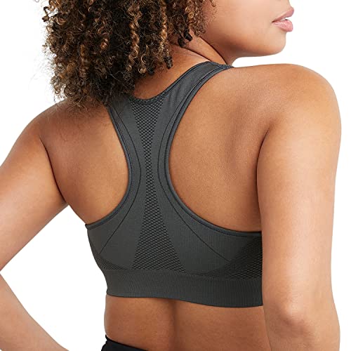 Champion, Infinity Racerback, Moderate Support, Seamless Sports Bra for Women, Asphalt, X-Small