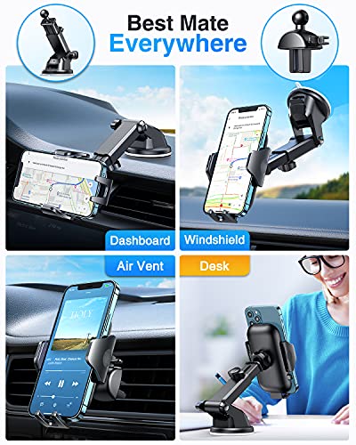 VANMASS Car Phone Holder 2024 Military-Grade Phone Holder for Your Car Windshield Dashboard【 65 Lbs Strongest Suction】【Patent & Safety Certs】 Universal Cell Phone Car Mount for iPhone Samsung Android