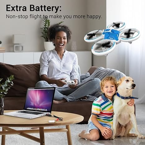 NXONE Drone with Altitude Hold, Headless Mode, 3D Flips, One Key Take Off/Landing, Kids Drone Toys Gifts, White Blue