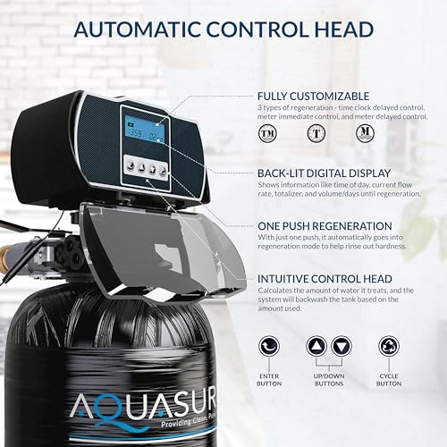 Aquasure Harmony Series 30,000 Grains Whole House Water Softener with High Performance Automatic Digital Metered Control Head | Reduces Hardness and Improves Water Quality | for 1-2 bathrooms