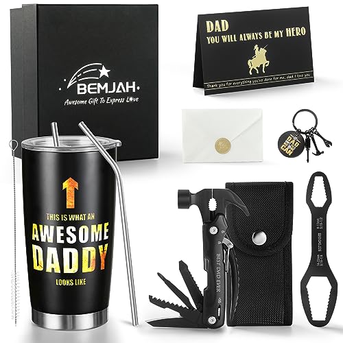 BEMJAH Gifts for Dad - 20oz Stainless Steel Coffee Tumbler Cool Multitools Gifts for Dad I Dads Birthday Fathers Day Christmas Best Dad Gifts