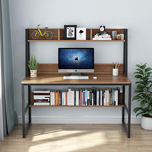 Tribesigns Computer Desk with Hutch, 47 inches Home Office Desk with Space Saving Design with Bookshelf for Small Spaces