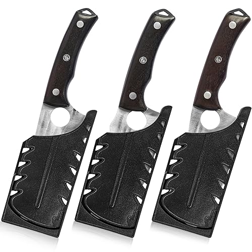 FULLHI 6PCS Butcher Knife Set with Sheath Hand Forged chef knife Boning Knife, High Carbon Steel Meat Cutting Knife for Kitchen Camping BBQ