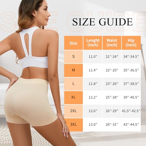 FRESBEIT Slip Shorts for Women Under Dress, Boyshorts Panties Anti Chafing Shorts Smooth Shapewear Shorts S