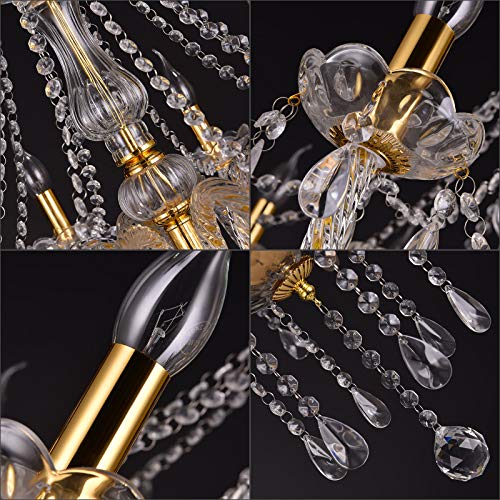 Panghuhu88 K9 Crystal Candle Chandeliers Lighting 15 Lights Pendant Ceiling Fixture Lamp for Dining Living Room Bedroom Hallway Entry Elegant Decoration (15 Bulbs)