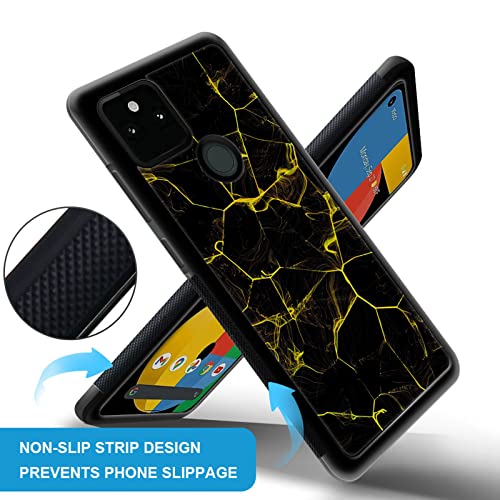 Goodsprout Compatible with iPhone 15 Plus Case,Black Yellow Marble Floor Amazing Pattern Design Shockproof Anti-Scratch Hard PC Back Case for iPhone 15 Plus