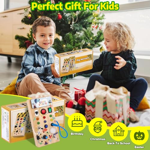 wakelnsa Montessori Busy Board,Montessori Toys for 1-3 Years Old,Baby Sensory Board,Preschool Learning Activities,Wooden Toys for Toddler,Christmas & Birthday Gift for Boys & Girls